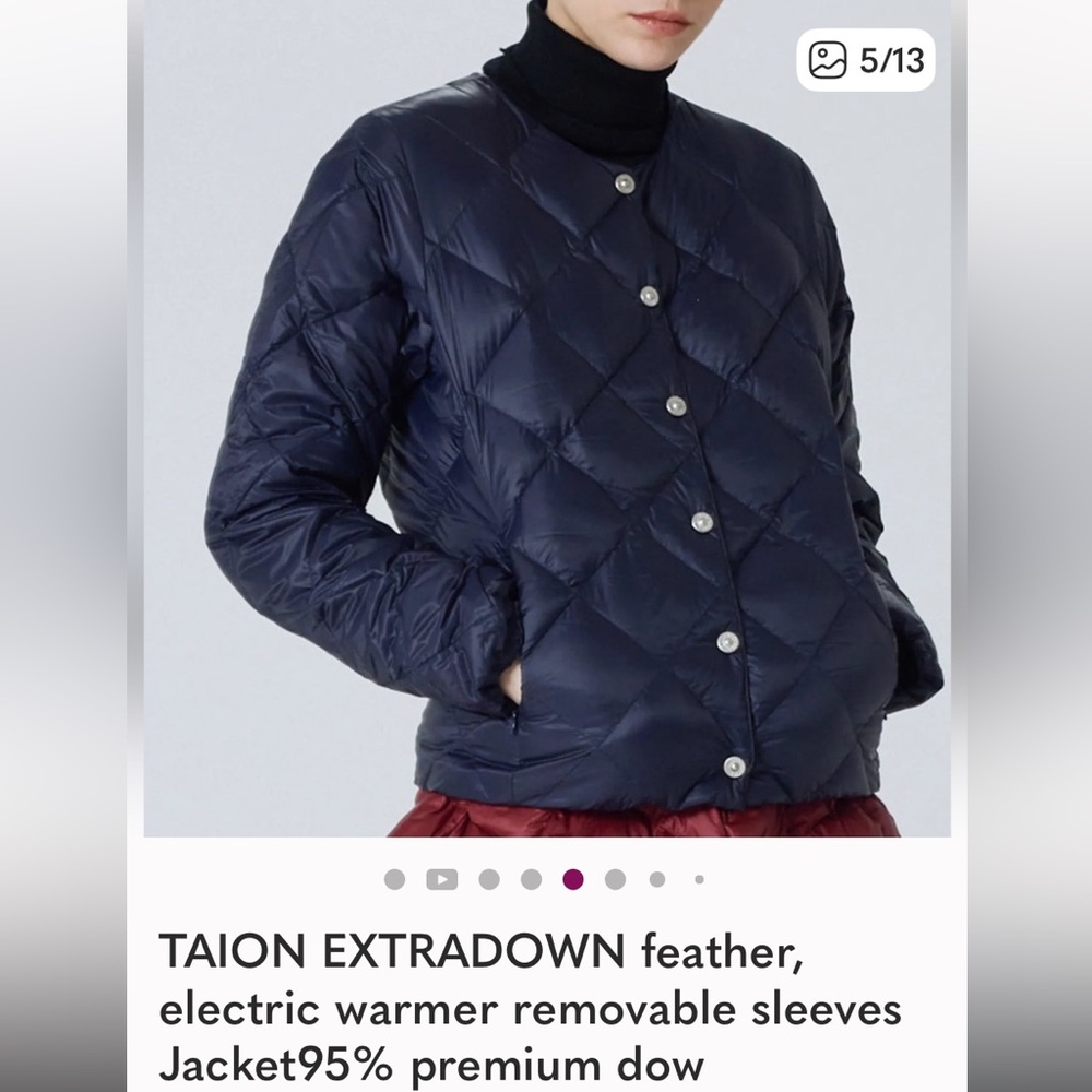 TAION EXTRADOWN feather, electric warmer removable sleeves Jacket95% premium dow